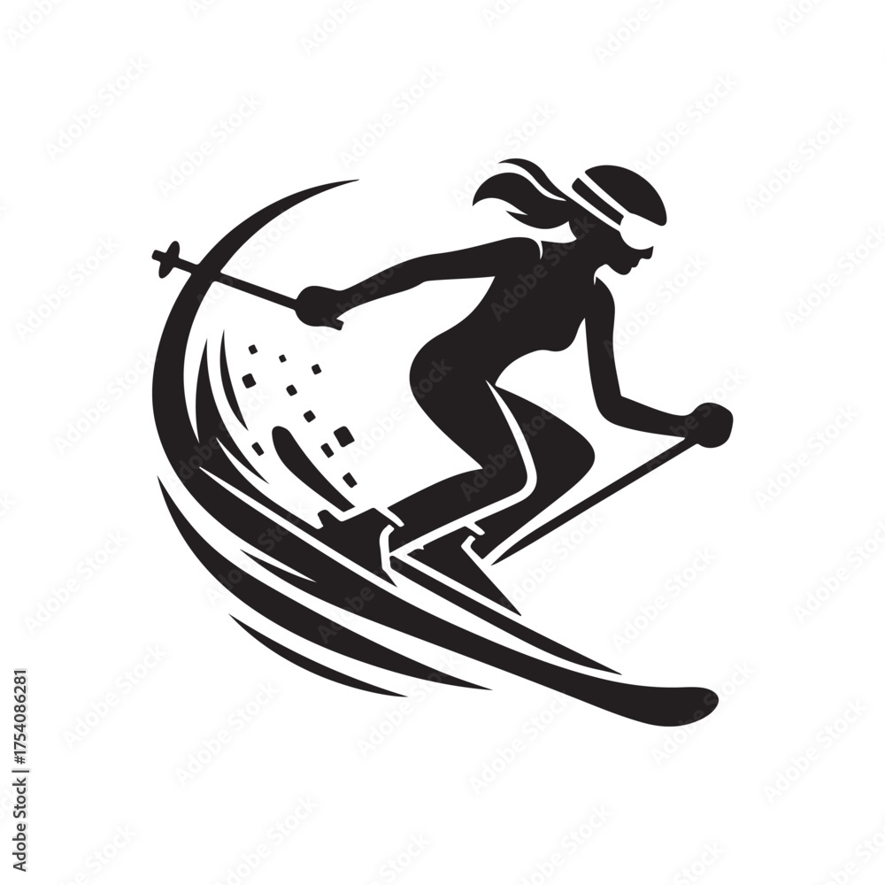 Fototapeta premium skier vector silhouette clip art logo design illustration