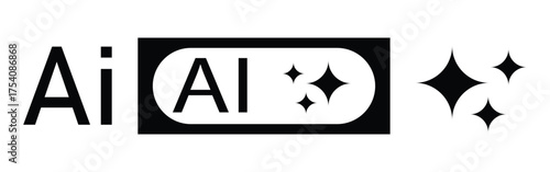 AI sparkle icon set, artificial intelligence star symbol collection, digital tech vector on transparent backgroundWeb