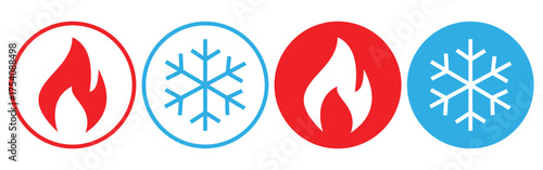 Thermometer temperature scale icons set showing cold to hot levels and emotional expressions, flat vector illustration isolated on white background