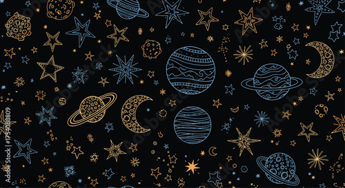 A dazzling expanse of starry night and celestial bodies across the cosmos.