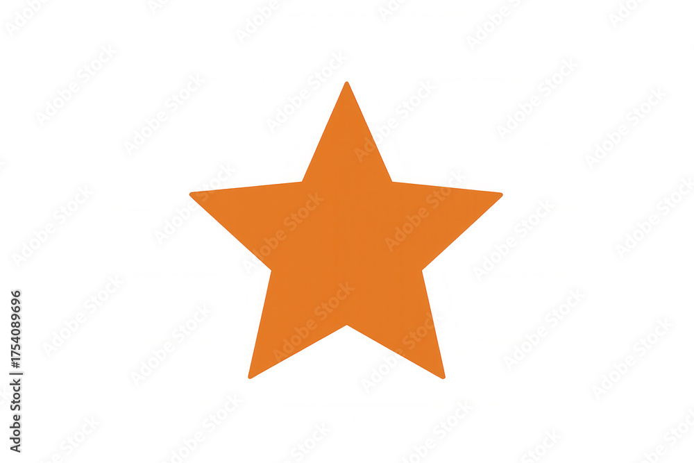 Fototapeta premium Orange five-pointed star shape with sharp angles representing quality, rating, and favorite on transparent background