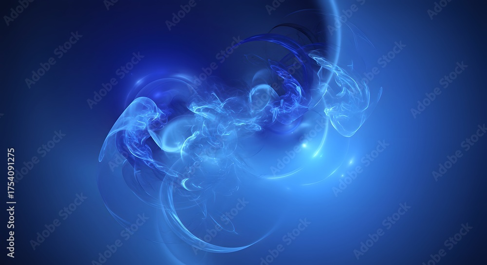Obraz premium Abstract blue cloud-like formation with glowing tendrils, soft gradients, and dynamic movement
