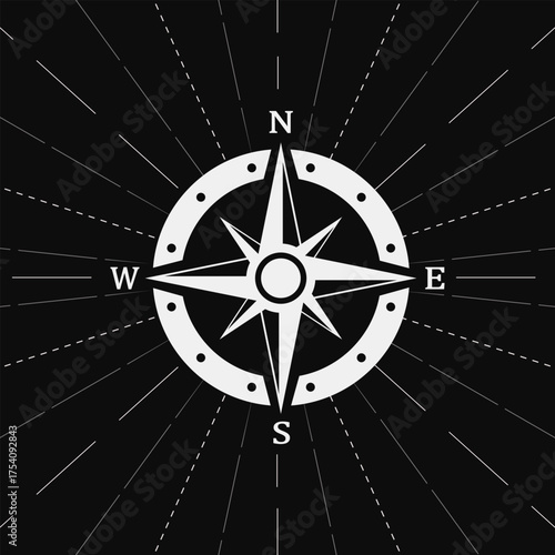 Map directions vintage compass. Ancient marine wind measure vector icons isolated. Navigation compass for ocean or marine retro cartography, boat or ship