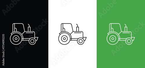 Tractor truck icon. Farm tractor outline and filled vector sign.