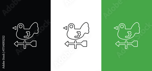 Silhouette of rooster on white background. Hen house symbol