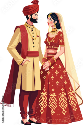 Traditional Indian Wedding Couple in Elegant Attire
