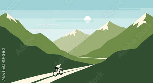 Cycling adventure through majestic mountains a vector illustration of freedom and outdoorsy spirit