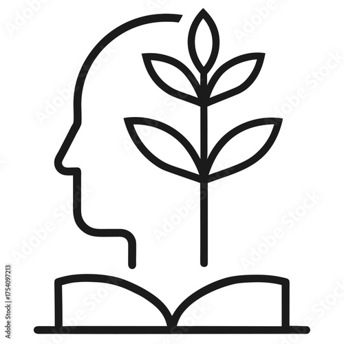Mind Growth and Learning Concept Line Art Vector