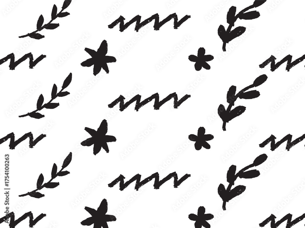 Fototapeta premium black abstract hand strokes for patterns, backgrounds, abstract ornaments, abstract calligraphy with black brush on white background