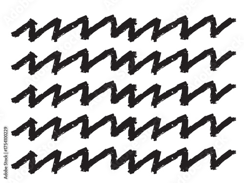 black abstract hand strokes for patterns, backgrounds, abstract ornaments, abstract calligraphy with black brush on white background