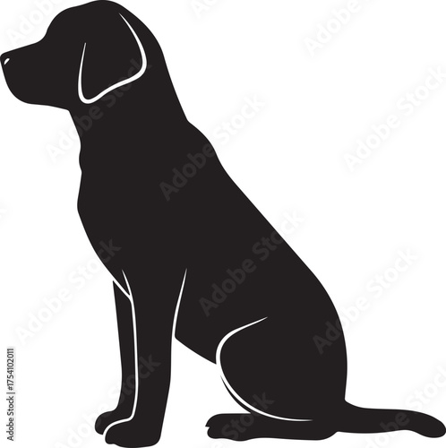 Black labrador dog sitting silhouette vector illustration