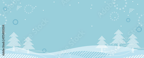 Seamless Snow-Covered Forest Landscape With Text Space, Vector Illustration. Horizontally Repeatable.