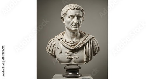 Historical marble portrait of a Roman emperor, a classical art sculpture symbolizing ancient authority and empire