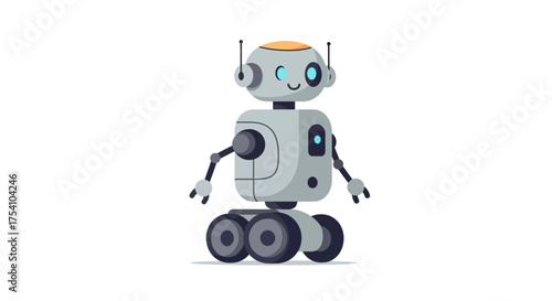 Smiling Robot with Wheels A Friendly Futuristic Companion