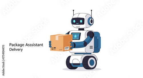 Robot Assistant Delivering Package Modern Automation and Efficiency