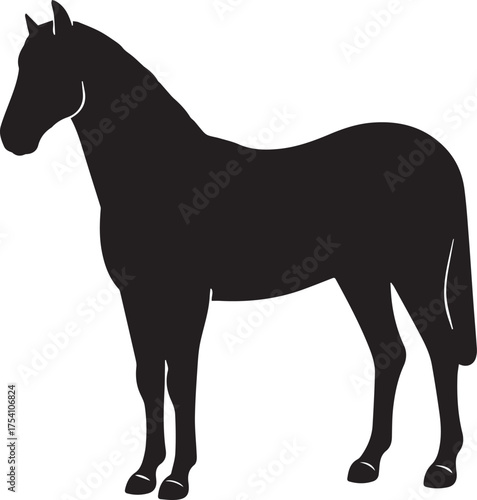 Horse animal silhouette vector, black and white silhouette vector illustration
