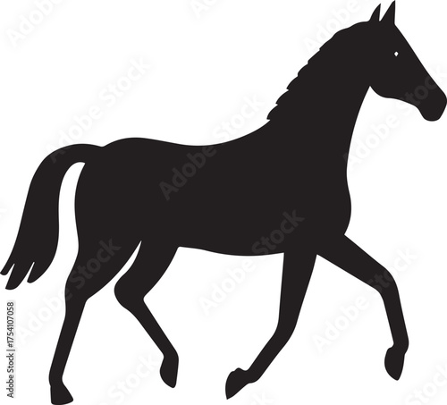 Horse animal silhouette vector, black and white silhouette vector illustration