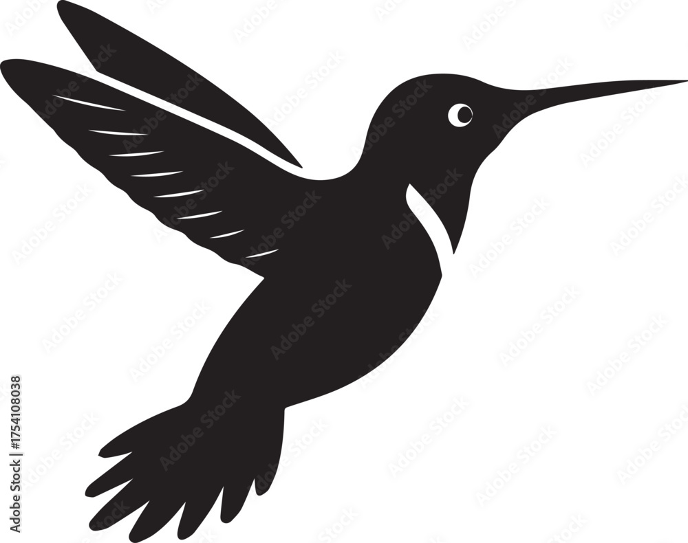 Obraz premium Kingfisher bird silhouette vector, black and white silhouette vector illustration