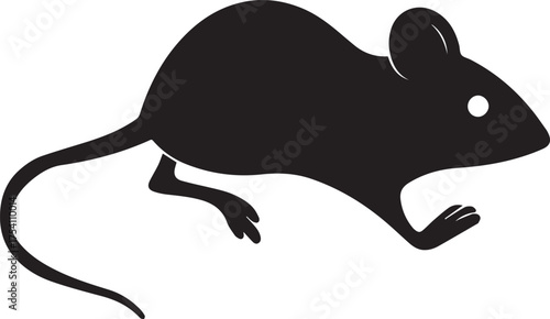Rat silhouette vector, black and white silhouette vector illustration