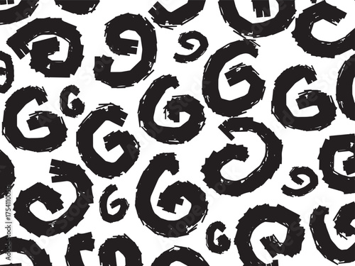 black abstract hand strokes for patterns, backgrounds, abstract ornaments, abstract calligraphy with black brush on white background