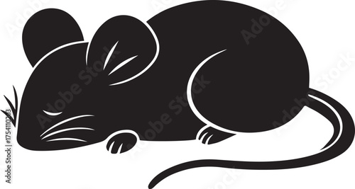 Rat silhouette vector, black and white silhouette vector illustration