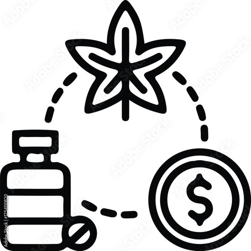 medical  cost black line icon logo design vector art