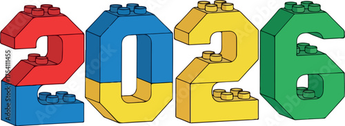 Colorful 3D Building Blocks Year 2026 Typography for Creativity