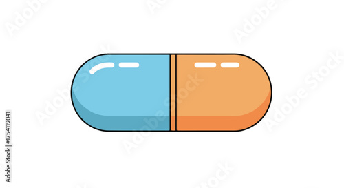 A vividly illustrated capsule, featuring contrasting colors, symbolizing modern pharmaceutical science and medicinal therapies for health and wellness