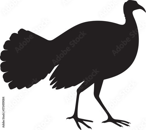 Turkey silhouette vector, black and white silhouette vector illustration