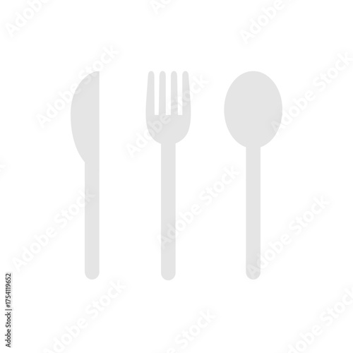 Sliver spoon, fork and knife cutlery set. Utensil, equipment, dining concept. Flat vector design isolated illustration.
