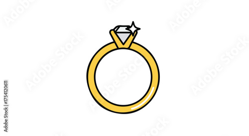 Elegant golden ring with dazzling diamond illustration conveying commitment and lasting love design for graphic usage of engagement and weddings