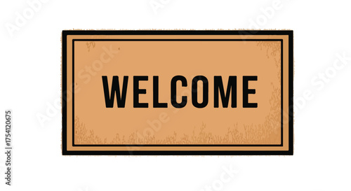 A welcoming doormat with a simple greeting offering warm hospitality at entrances and thresholds of residences and business establishments