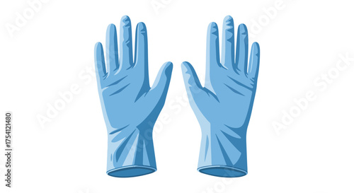 Illustration of protective blue latex gloves symbolizing safety and hygiene during medical or laboratory procedures, emphasizing cleanliness and