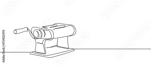 Pasta rolling machine, continuous hand drawn doodle line art vector, stroke can be edited.
