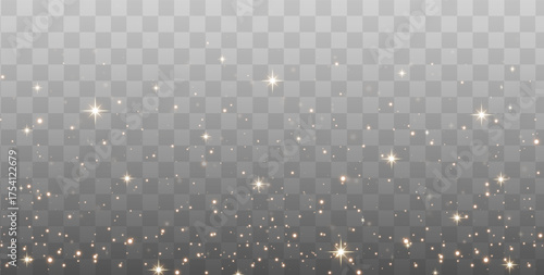 Gold, star, light, luxury, glitter blend in a festive Overlay PNG. Sparkle, shine, and glow with falling magic dust and shimmering particles. Elegant PNG on transparent background for Christmas