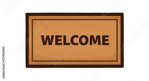 Charming Welcome Mat Illustration Offering a Warm and Inviting Gesture to Visitors and Guests at Home or in Business Places