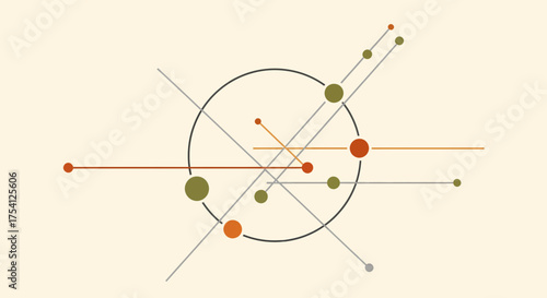 Abstract Art Minimalist Design Lines And Shapes On Beige Background