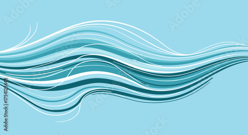 Abstract Blue Wave Pattern With Elegant White Lines Illustration