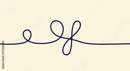 Continuous Line Graphic Design Isolated On Pale Beige Background