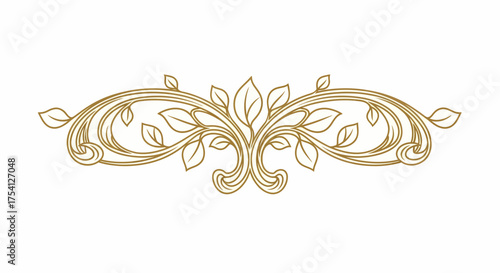 Elegant Golden Foliage Scrollwork Divider For Decoration Design