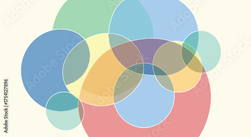 Pastel Harmony Abstract Bubbles Design With Intersecting Geometric Circles