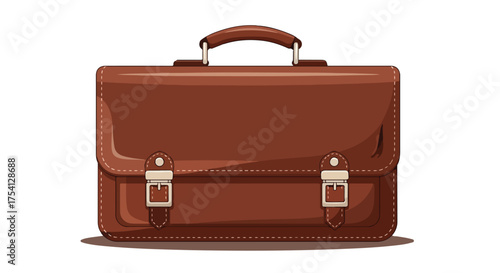 Sophisticated vector illustration of a classic brown leather briefcase with a vintage aesthetic creating a timeless design 150 characters