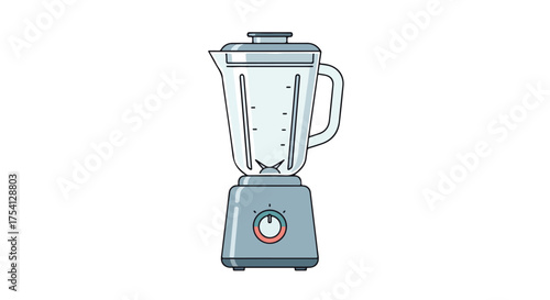 Stylized illustration of a kitchen blender with a simple, modern design and soft, pastel color palette for a contemporary feel