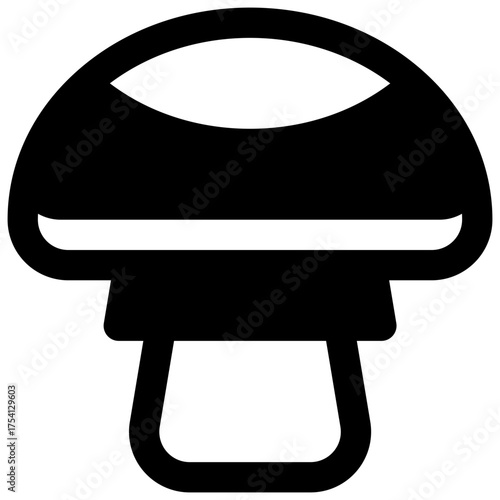 Mycology. Outlined stroke vector icon with black-filled details.