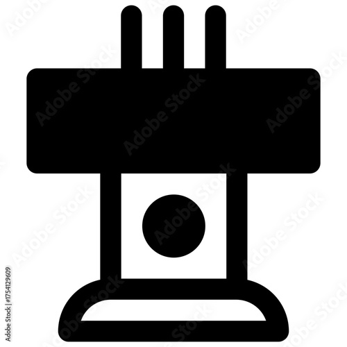 Political science. Outlined stroke vector icon with black-filled details.