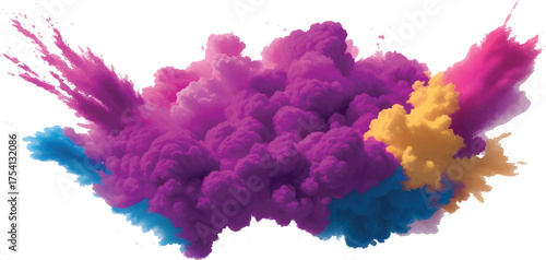 Abstract vivid watercolor splash with rainbow paint splatter and colorful gradient brush stroke texture on white background for modern bright artistic design and decoration