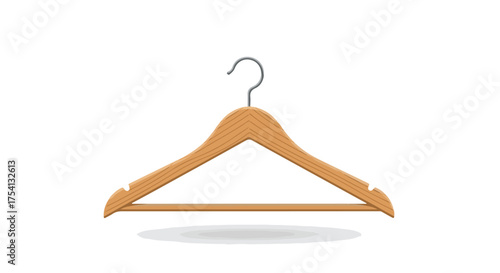 Realistic wooden clothes hanger illustration on white background ideal for design projects wardrobe organization apparel retail concepts