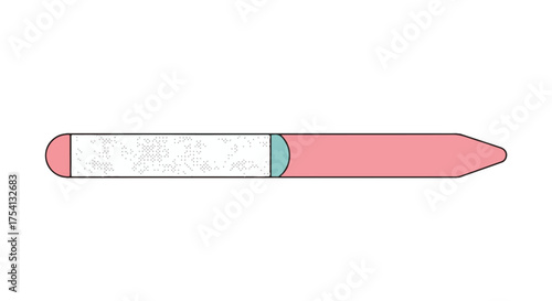 Stylized Nail File Illustration with Pink and Light Blue Accents Depicting Manicure Implement Isolated on White Background