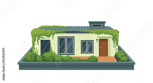 Ecological small house with climbing plants and green spaces illustrating sustainability architecture offering a harmonious blend with nature and