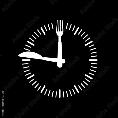 Time eat lunch icon isolated on black background